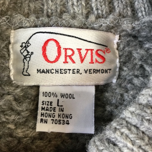 Orvis Wool button down cardigan sweater gray large - Picture 11 of 15
